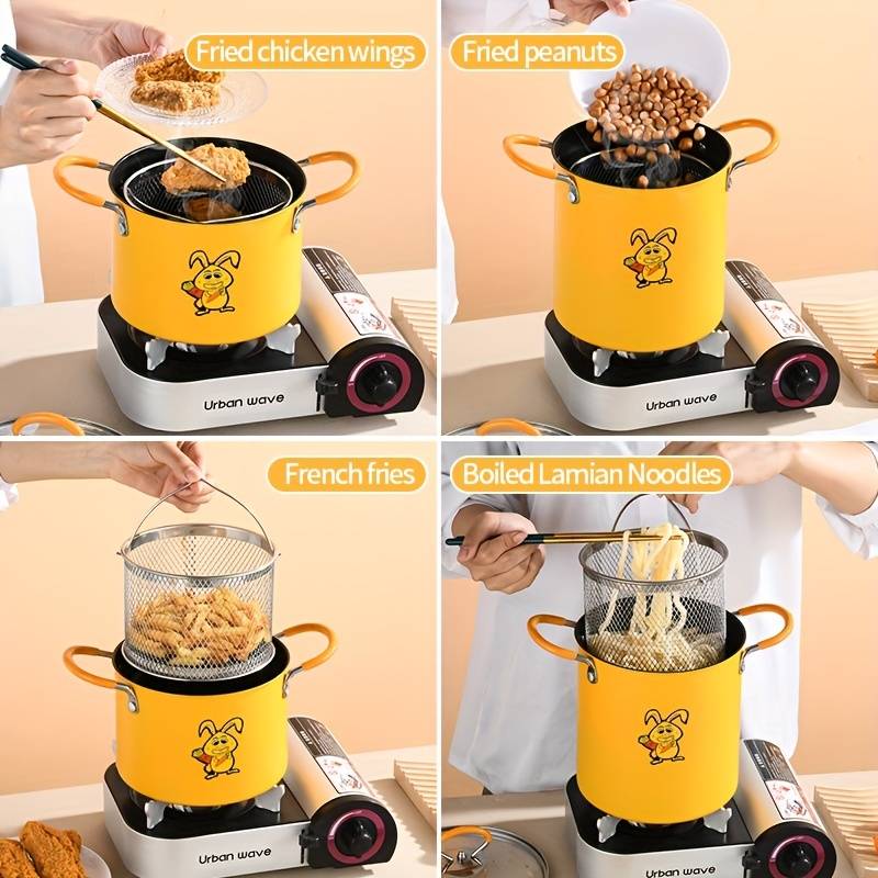 Mini Deep Frying Strainer Pot, Multifunctional Household Deep Frying Pan, Non Stick Mini Small Oil Frying Pot Mini Deep Frying Strainer Pot, Multifunctional Household Deep Frying Pan, Non Stick Mini Small Oil Frying Pot